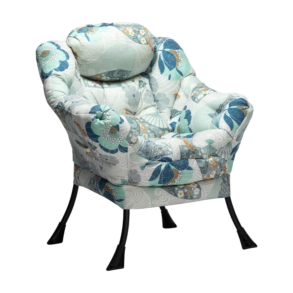 Hollyhome Modern Fabric Large Lazy Chair, Accent Oversized Comfy Reading Chair, Thick Padded Cozy Lounge Chair With Armrest, Steel Frame Leisure Sofa Chair For Living Room, Bedroom, Dorm, Fan Print