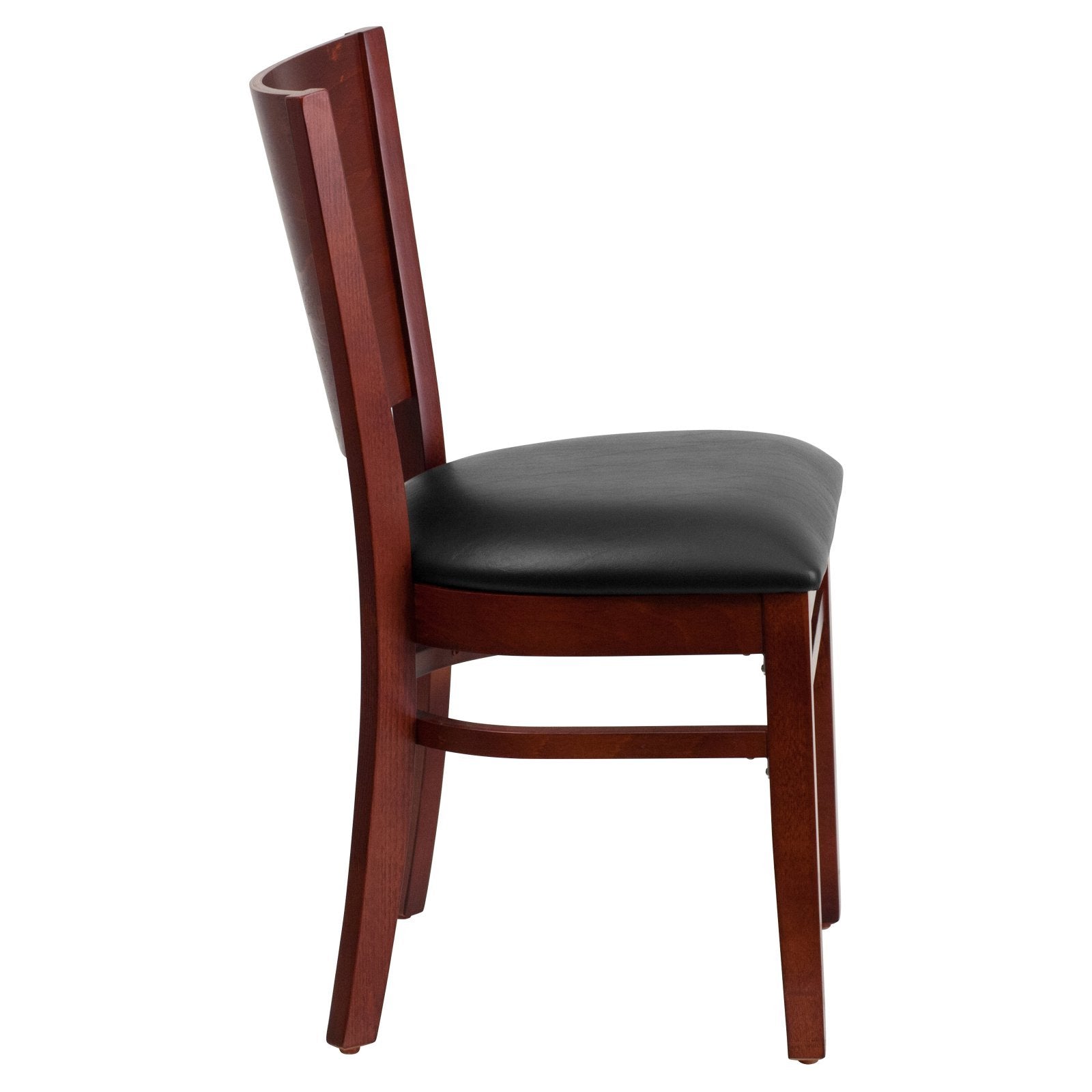 Flash Furniture Lacey Series Solid Back Mahogany Wood Restaurant Chair - Burgundy Vinyl Seat