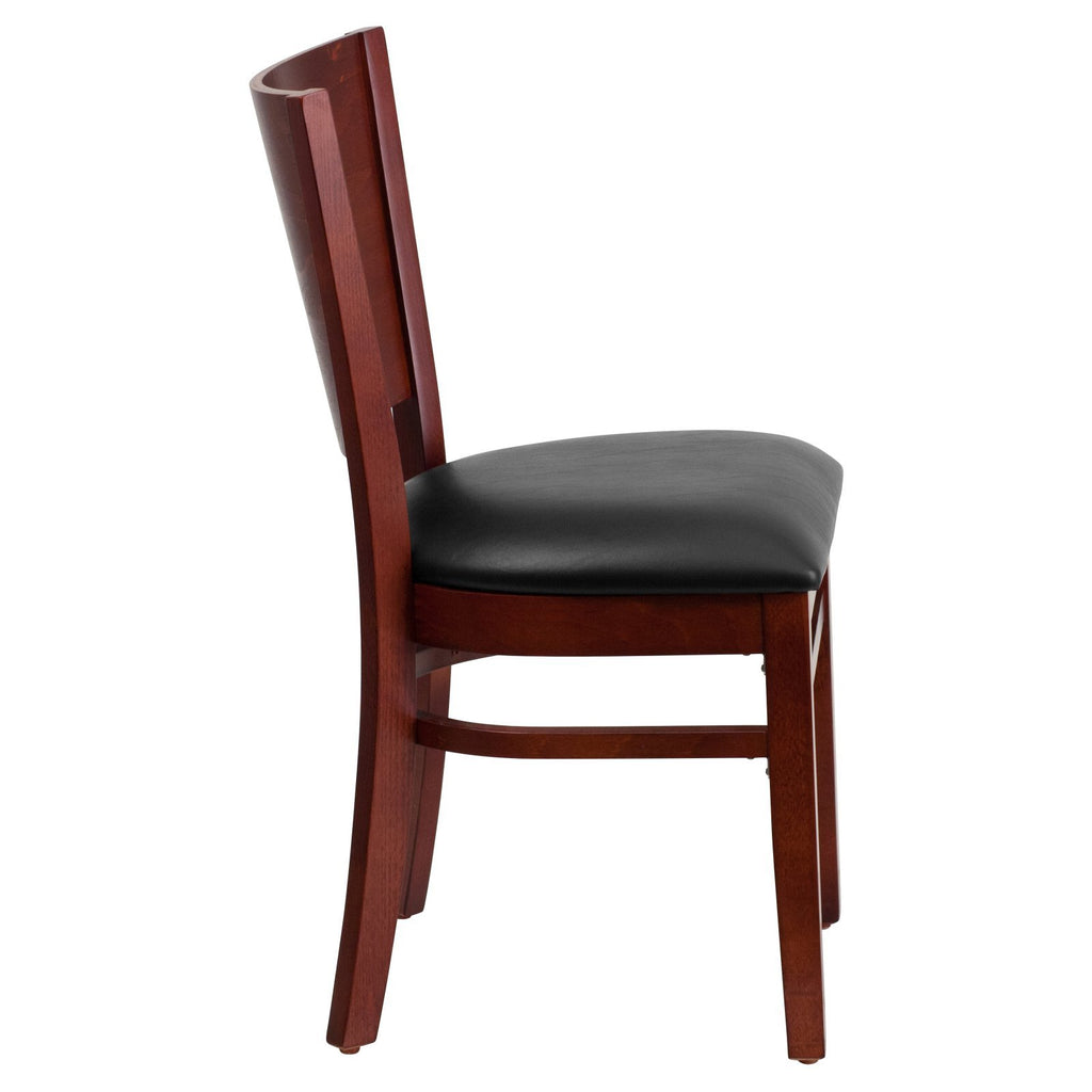 Flash Furniture Lacey Series Solid Back Mahogany Wood Restaurant Chair - Burgundy Vinyl Seat