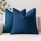 Miulee Pack Of 2 Navy Blue Pillow Covers 20X20 Inch Decorative Couch Throw Pillow Covers Linen Cushion Covers Set Modern Farmhouse Home Decor For Sofa Living Room Bed