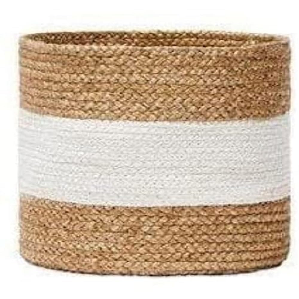 Suryansh Handloom Jute Planter Pots/Storage Basket With Handle, MultiPurpose Use For Bathroom Living Room 10X12 Inch