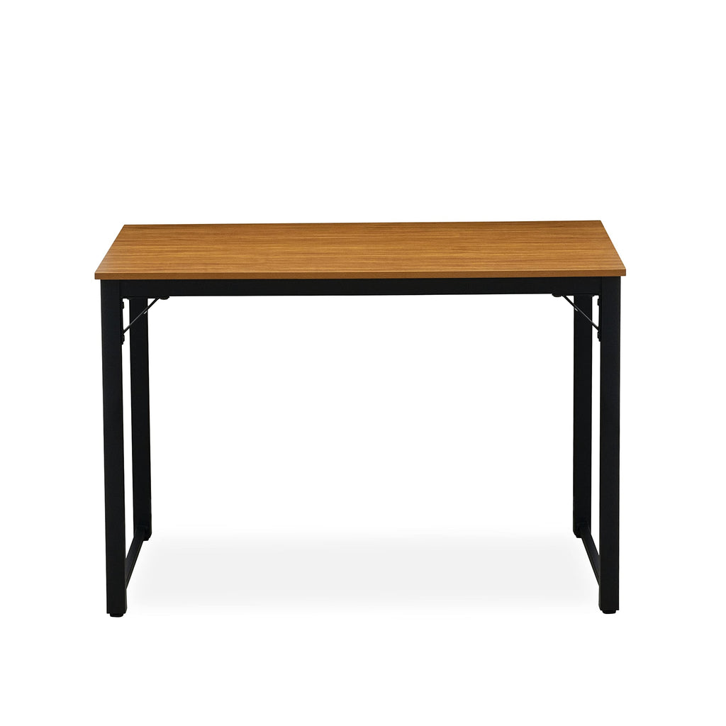 East West Furniture Parmer 3 Piece Metal Frame Dining Set for Small Spaces Contains a Rectangle Table and 2 Benches, 43x28x30 Inch, Black Top and Brown Wood