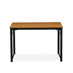 East West Furniture Parmer 3 Piece Metal Frame Dining Set for Small Spaces Contains a Rectangle Table and 2 Benches, 43x28x30 Inch, Black Top and Brown Wood