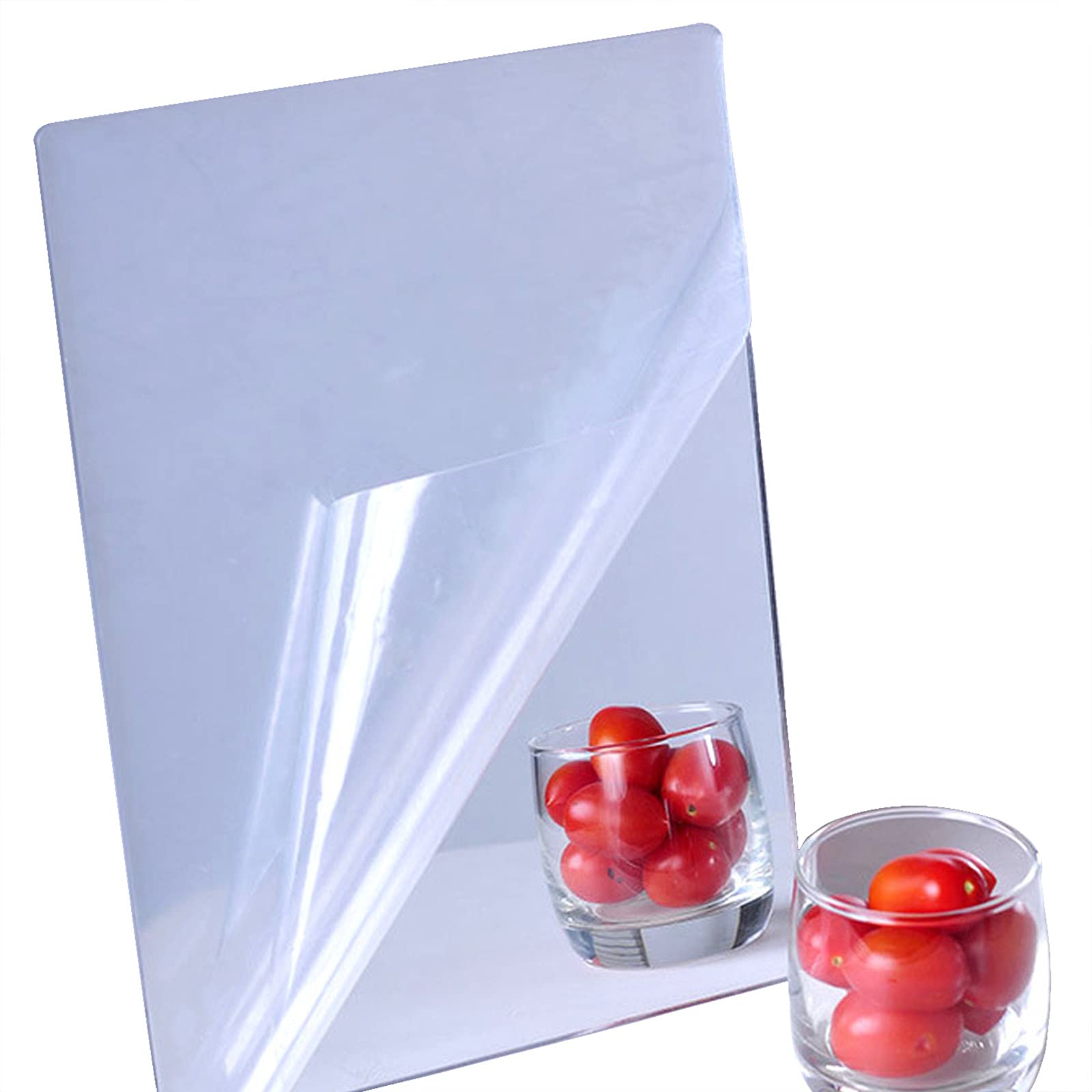 iCAGY Acrylic Self Adhesive Mirror Sheet for Wall, Plastic Non Glass Sticky Kid Safety Mirror Tiles for Wall Rectangle 13.5x16 i