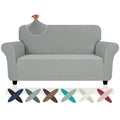 Znsayotx Super Stretch Loveseat Covers (55'-69'), New Striped Love Seat Slipcover, Dogs Pet Friendly Anti-Slip Couch Protector Spandex Durable 2 Seater Fabric Sofa Cover(Light Grey, Loveseat)