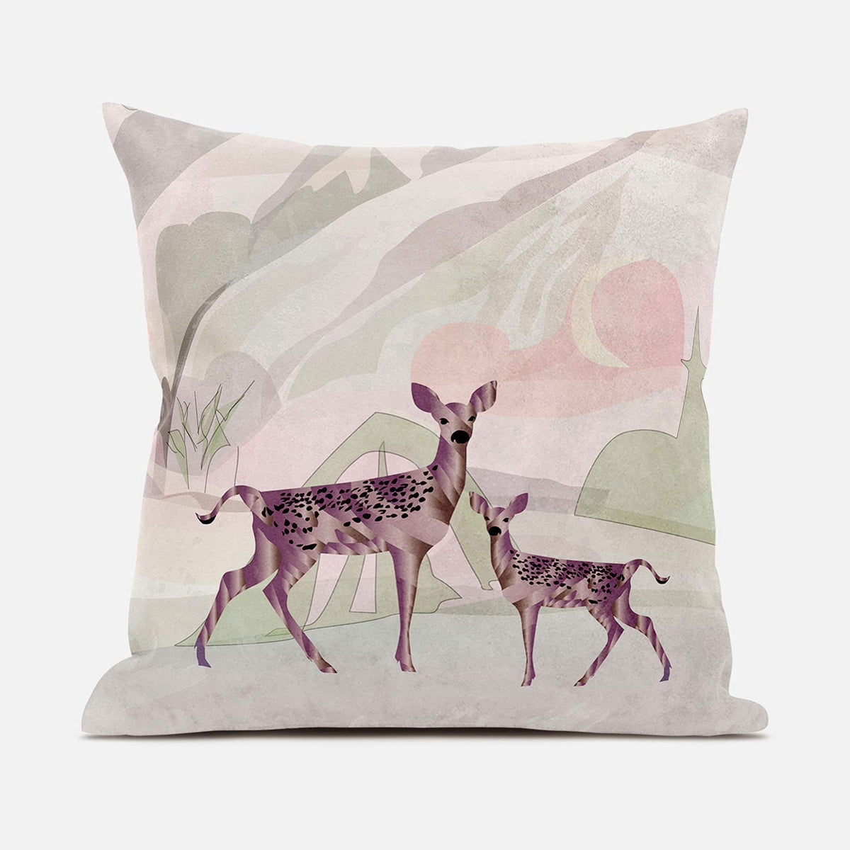 HomeRoots 28x28 Black Pink Deer Blown Seam Broadcloth Animal Print Throw Pillow