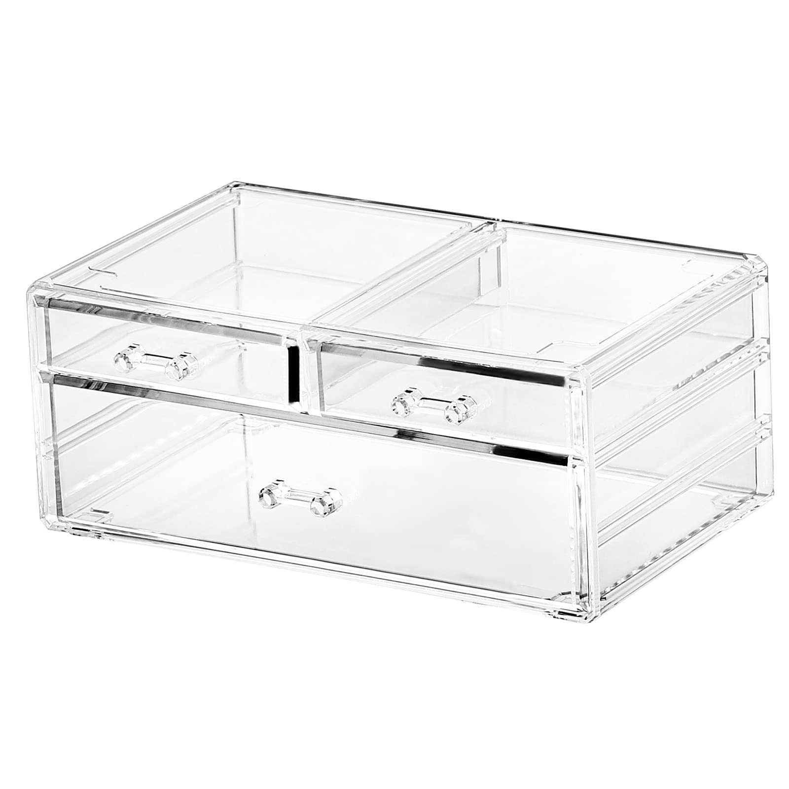 Cq Acrylic 1 Pack Clear Stackable Storage Drawers For Vanity,Stackable 3 Drawers Desktop Organizer With Drawers,Cute Desk Storag