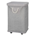 mDesign Large Polyester Rolling Laundry Hamper with Wheels, Removable Lid, and Rope Carrying Handles - Collapsible Hampers with 