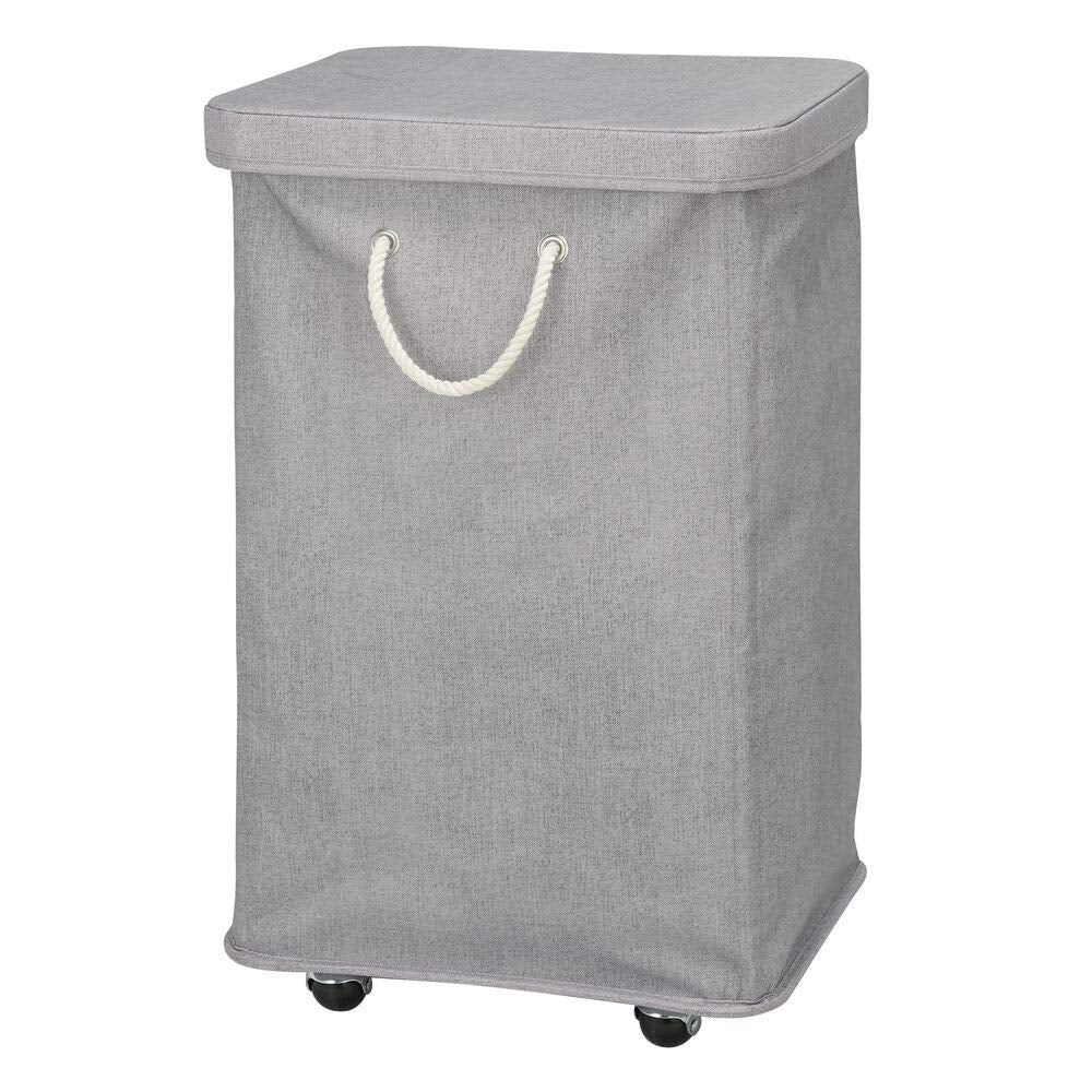 mDesign Large Polyester Rolling Laundry Hamper with Wheels, Removable Lid, and Rope Carrying Handles - Collapsible Hampers with 