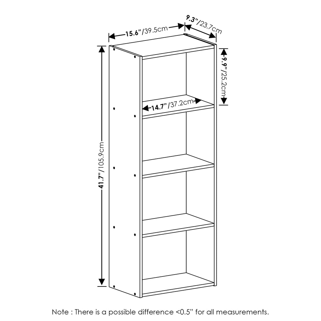 Furinno Luder Bookcase / Book / Storage, 4-Tier, White