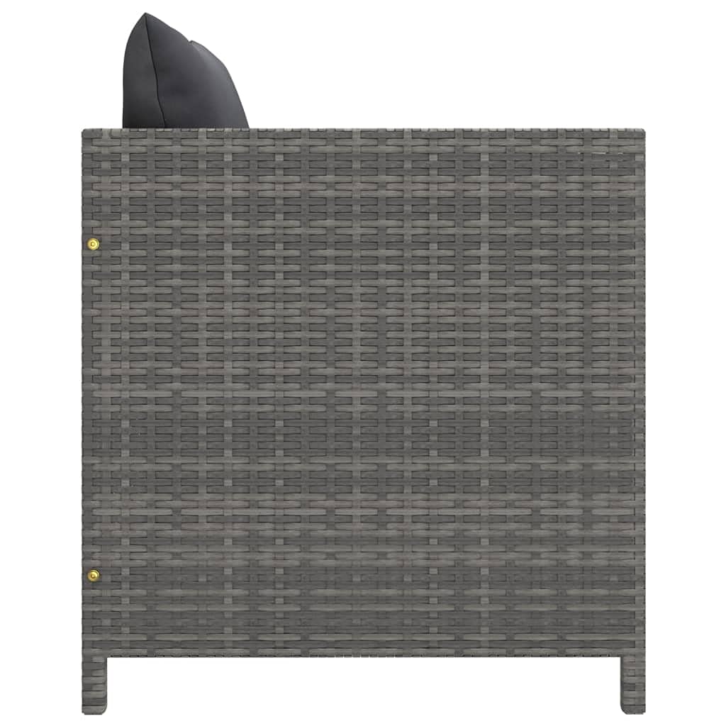 vidaXL Outdoor Patio Sofa with Removable Cushions | Gray Poly Rattan Lounge Sofa | Modular Design for Personalized Configuration | Durable and Comfortable