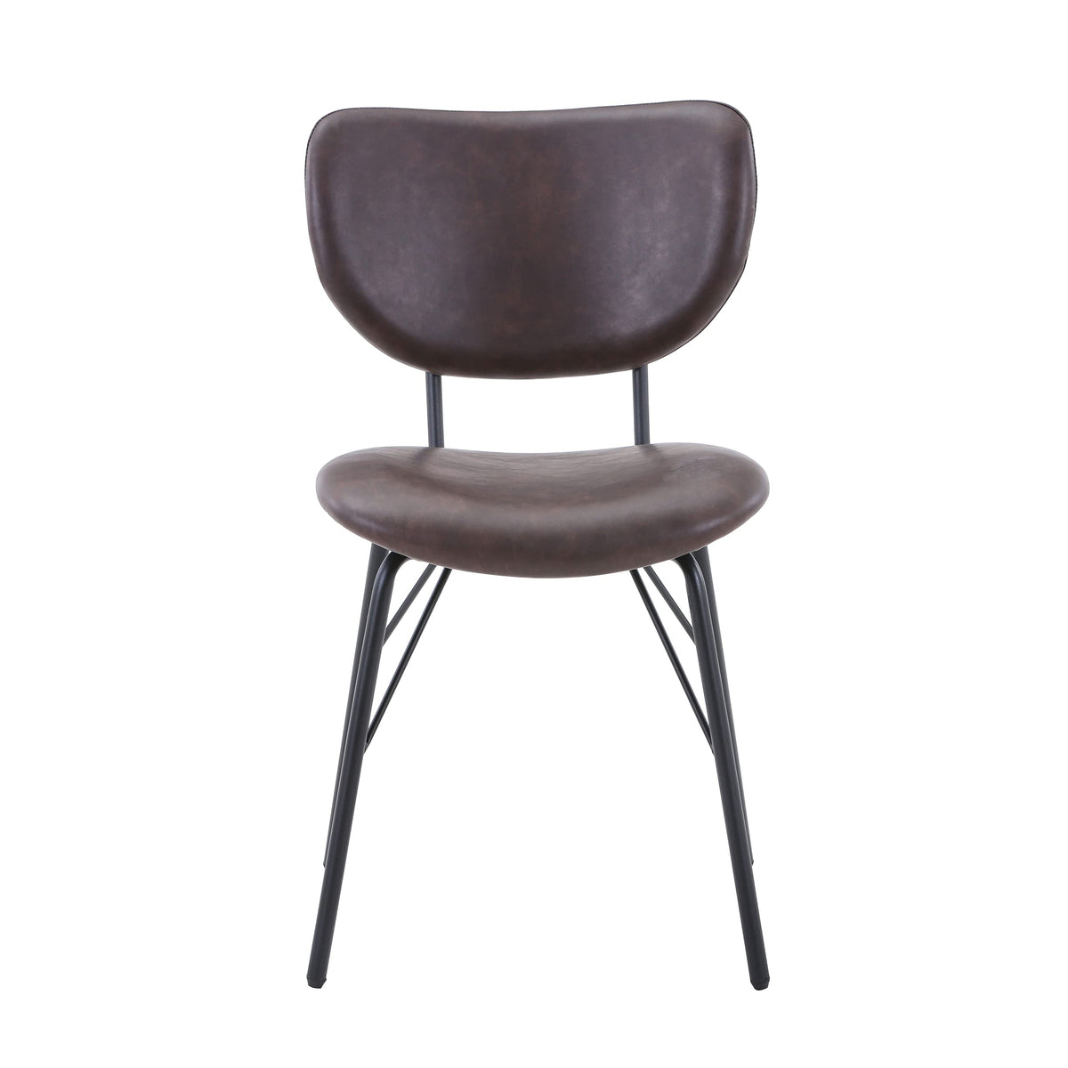 Jofran Owen Contemporary Modern Faux Leather Split-Back Upholstered Dining Chair Set of 2, 18'' W x 22'' D x 31.5'' H, Dark Brow