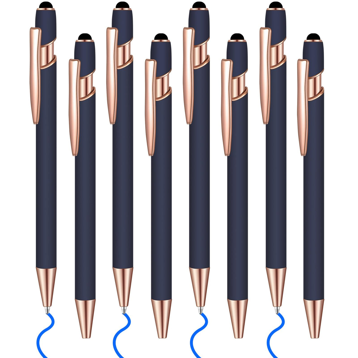 Lragvtbk 8 Pcs Blue Ink Ballpoint Pen With Stylus Tip 2 In 1 Stylus Ballpoint Pen Metal Pens Stylus Pen For Touch Screens School