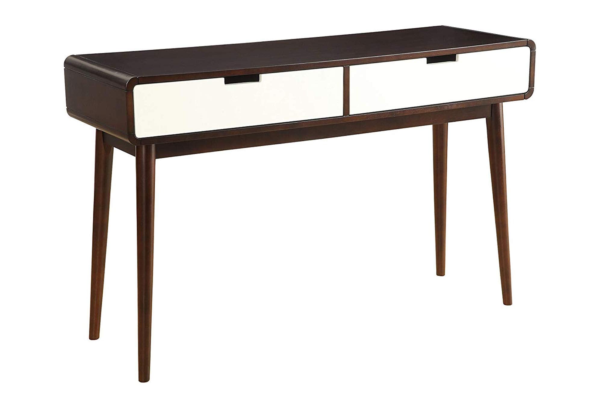 Benjara 16' Modern Wood Beautiful Sofa Table With 2 Drawers In Espresso/White