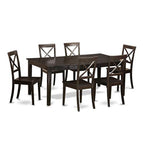 East West Furniture HEBO7-CAP-W Henley 7 Piece Set Consist of a Rectangle Dining Room Table with Pedestal and 6 Wood Seat Chairs, 42x72 Inch