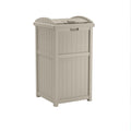 Suncast 33 Gallon Hideaway Trash Can for Patio - Resin Outdoor Trash with Lid - Use in Backyard, Deck, or Patio - Taupe
