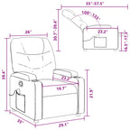vidaXL Gray Leather Recliner Chair with 6-Point Vibration Massage, Adjustable Backrest & Footrest, Cup Holders, Side Pocket, Padded Seat, Perfect for Living Room or Home Theater Seating