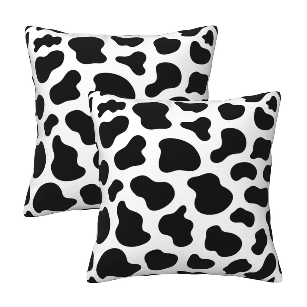 Cow Print Farmhouse Throw Pillow Covers 18x18 Inch Black and White Pillow Case Soft Outdoor Pillowcase Cushion Covers Set of 2 f