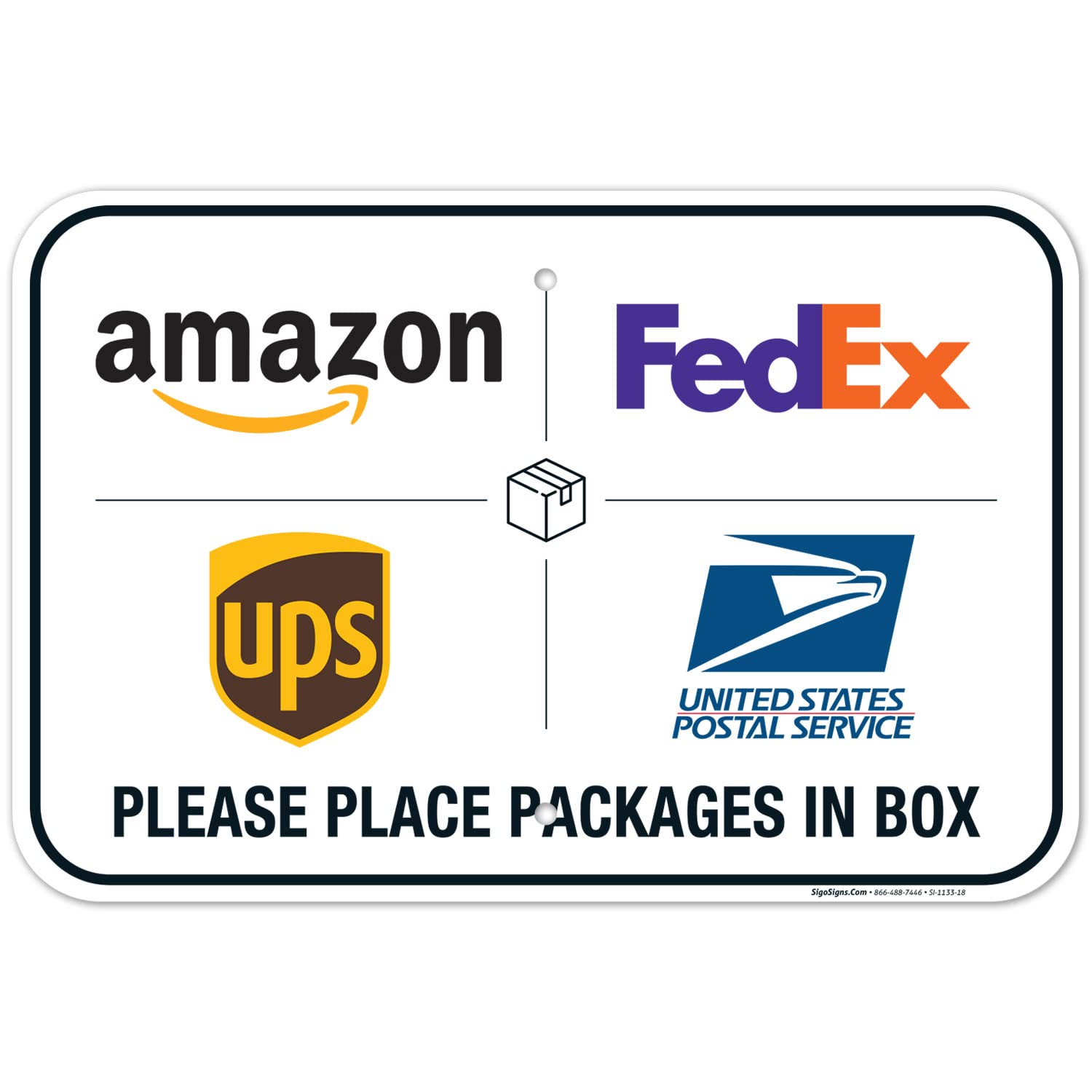 Sigo Signs - Package Delivery Sign, Delivery Instructions Fedex Amazon Ups Usps Sign, 12X18 Inches, Rust Free .063 Aluminum, Fad