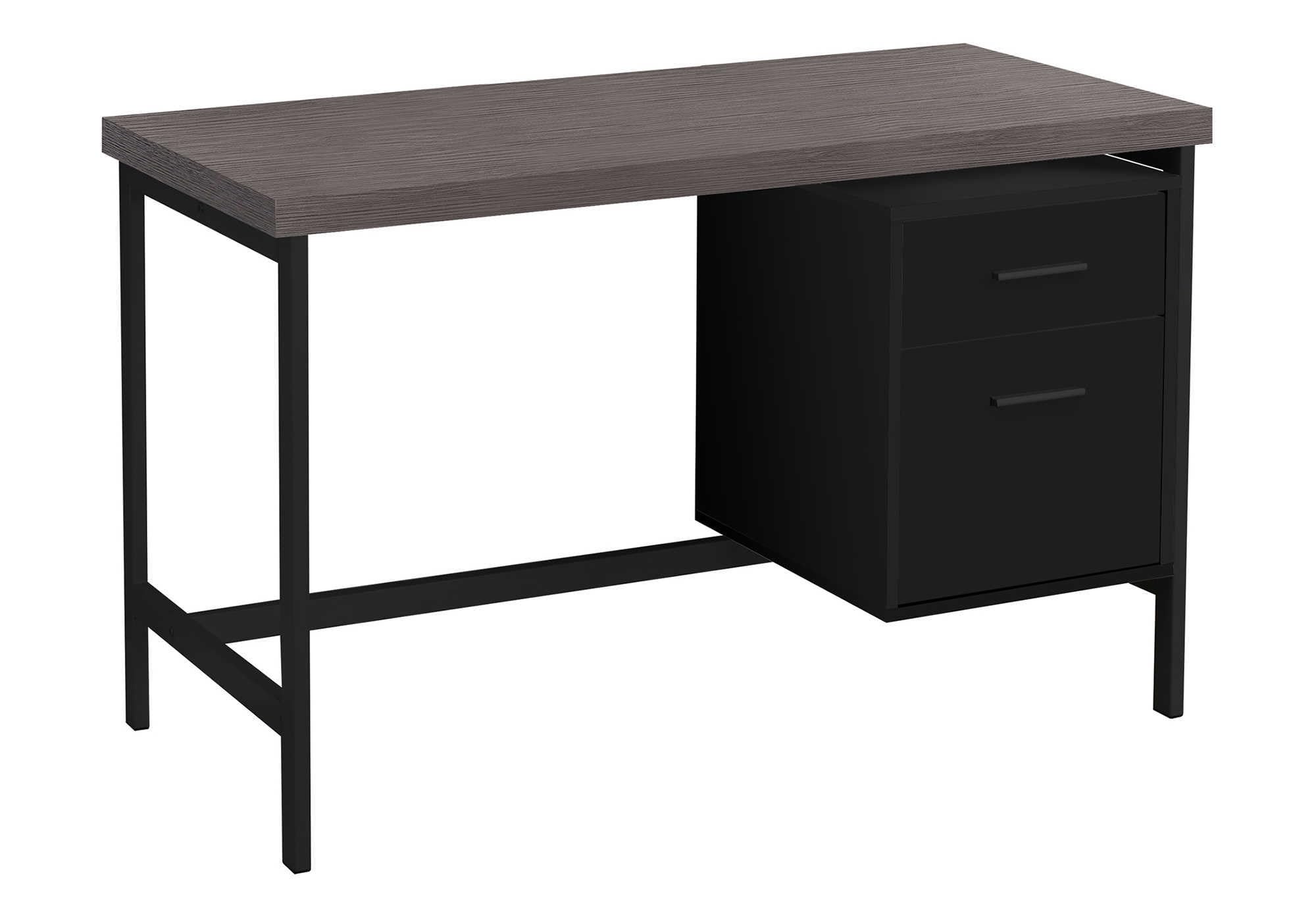 Monarch Specialties Contemporary Laptop Table With Drawer And File Cabinet Home & Office Computer Desk-Metal Legs, 48&quot; L, Black-Grey Top