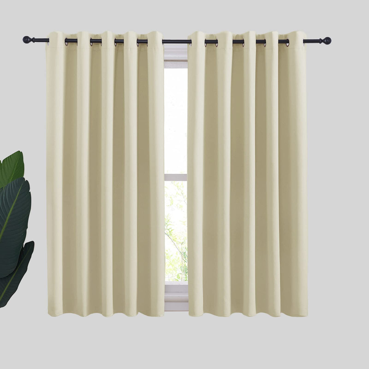 Nicetown Room Darkening Curtain Panels For Cafe, Thermal Insulated Grommet Room Darkening Draperies/Drapes For Window (Beige, 2