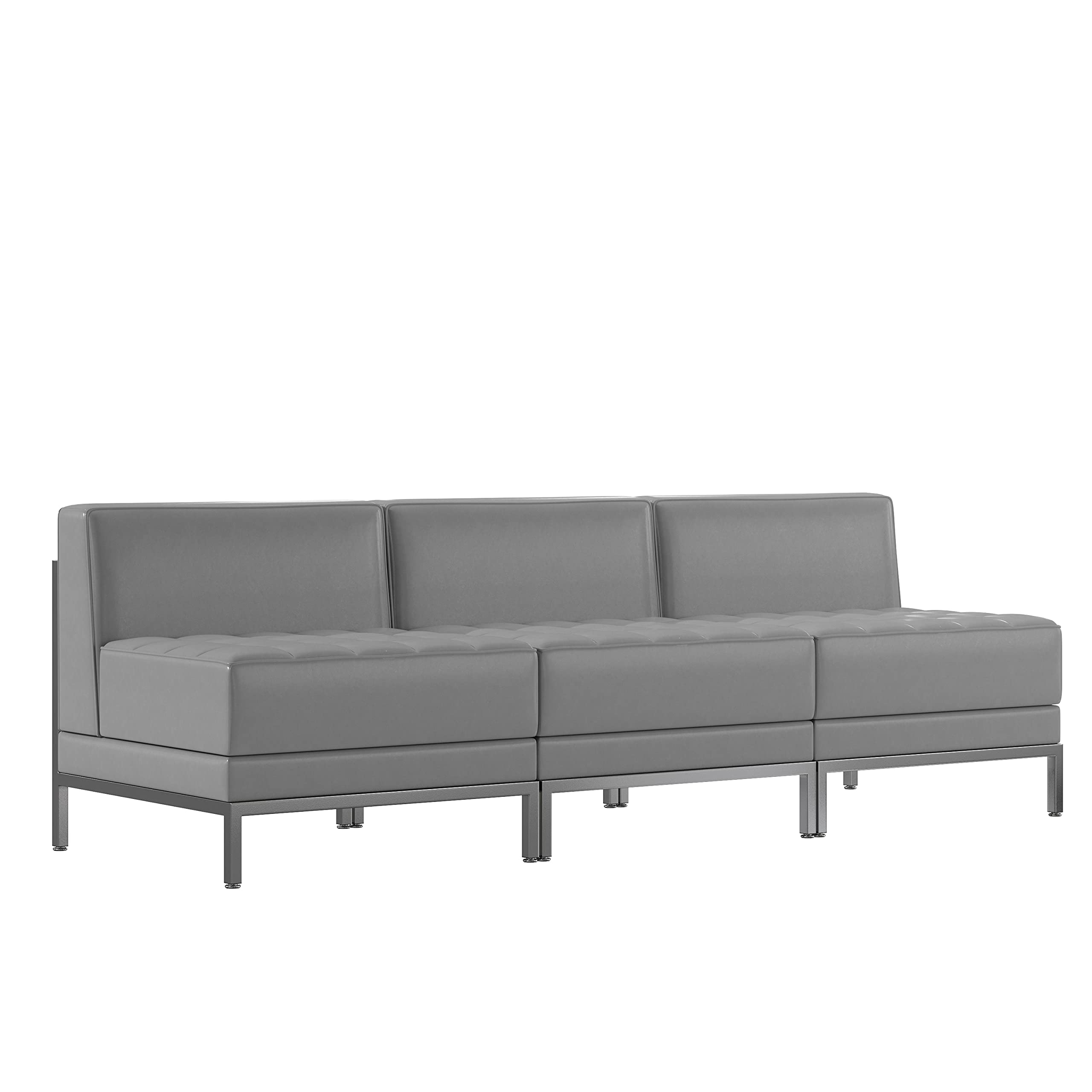 Flash Furniture HERCULES Imagination Series 3 Piece Gray LeatherSoft Waiting Room Lounge Set - Reception Bench