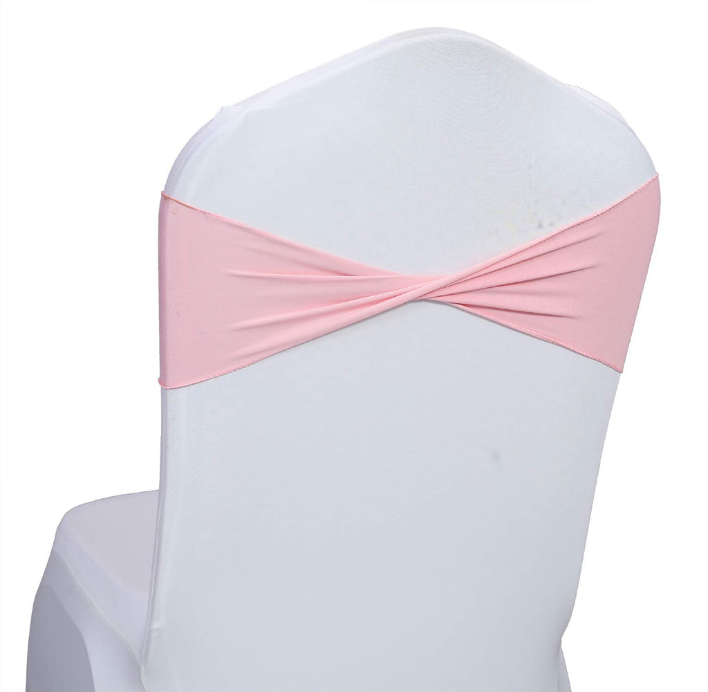 Mds Pack Of 100 Spandex Chair Sashes Bow Sash Elastic Chair Bands Ties Without Buckle For Wedding And Events Decoration Spandex Slider Sashes Bow - Blush Pink