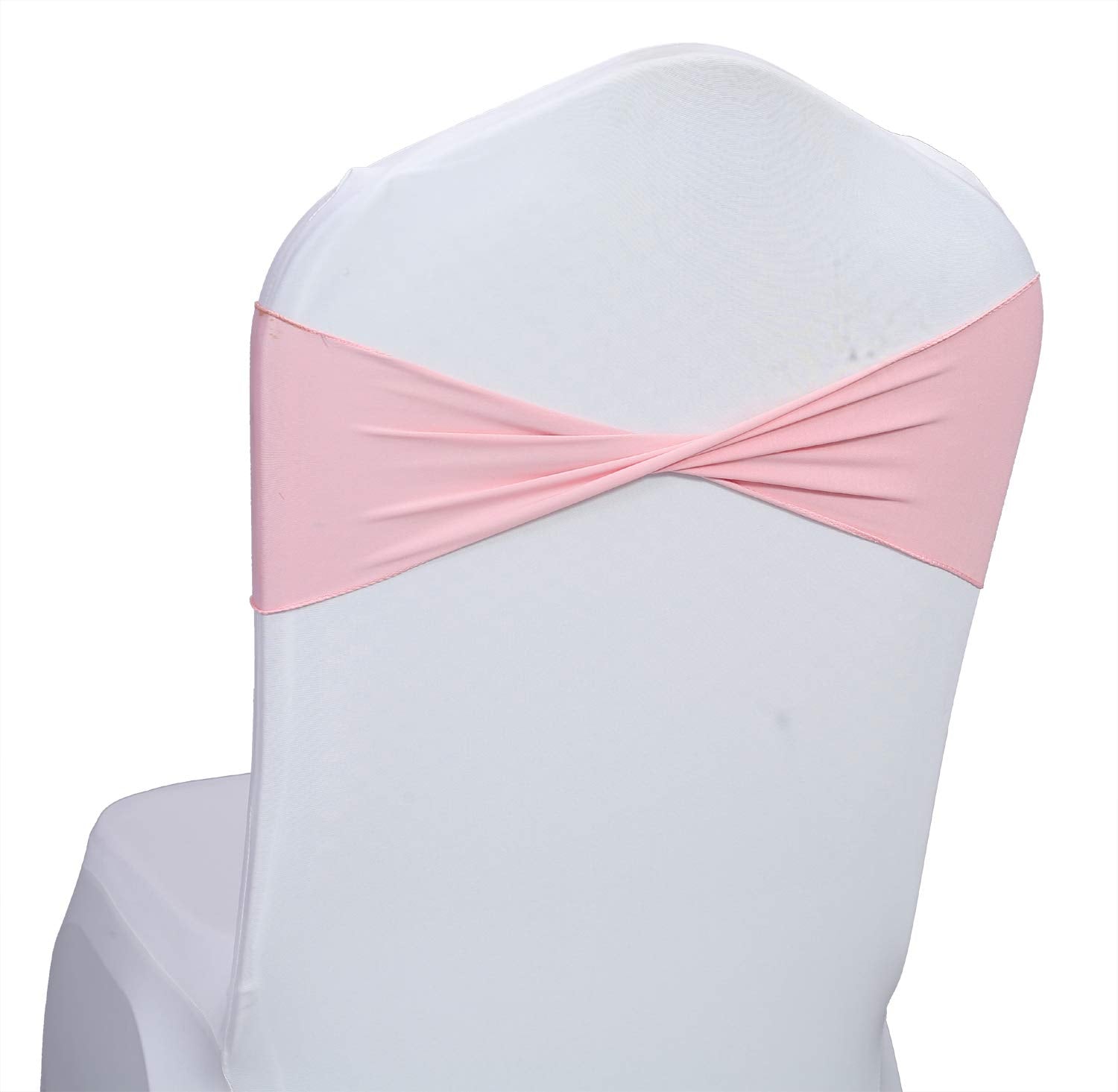 Mds Pack Of 100 Spandex Chair Sashes Bow Sash Elastic Chair Bands Ties Without Buckle For Wedding And Events Decoration Spandex Slider Sashes Bow - Blush Pink