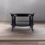 Ergode Elegant Circular Coffee Table with Glass Inlay and Storage Shelf