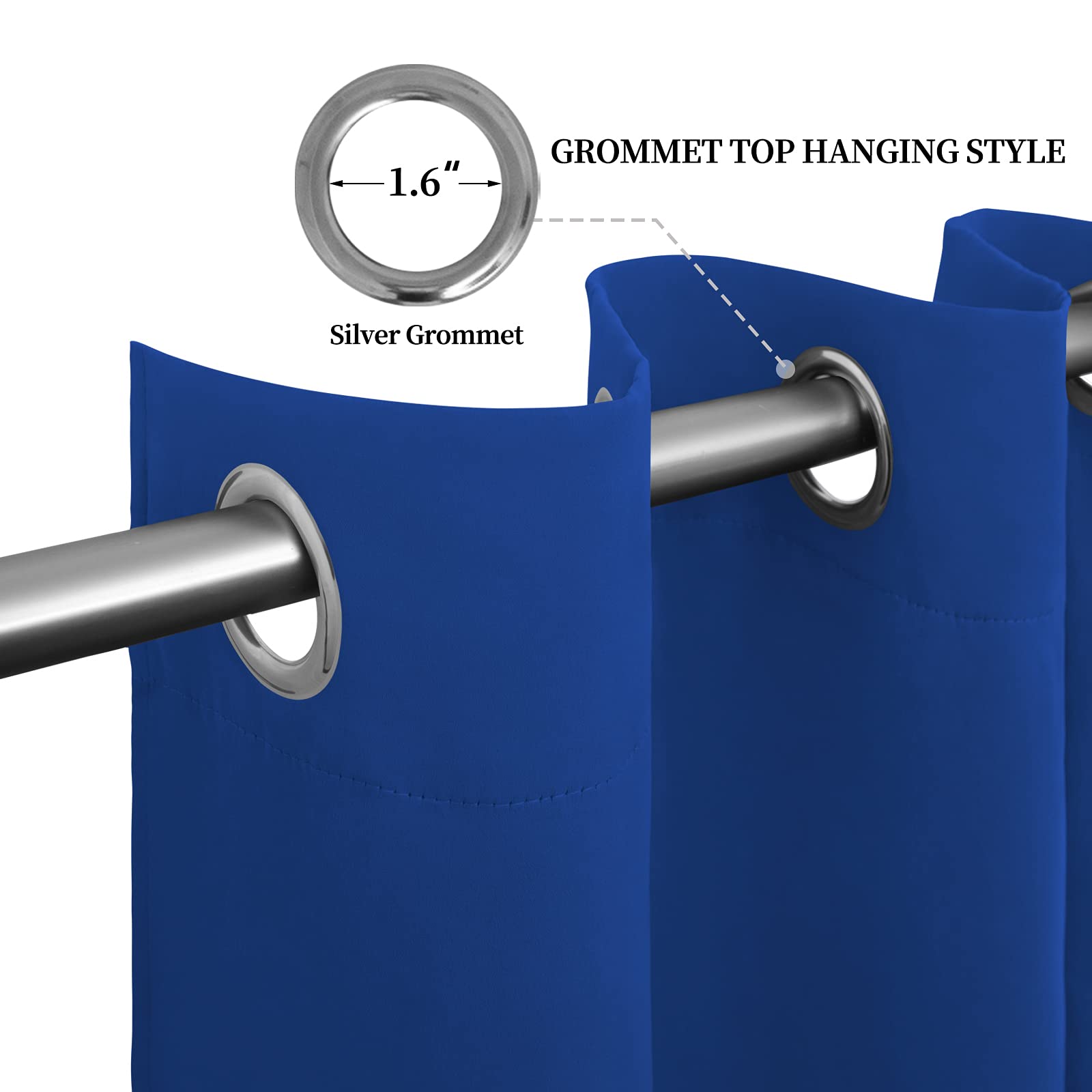 Easy-Going Blackout Curtains For Bedroom, Solid Thermal Insulated Grommet And Noise Reduction Window Drapes, Room Darkening Curtains For Living Room, 2 Panels(52X63 In,Classic Blue)