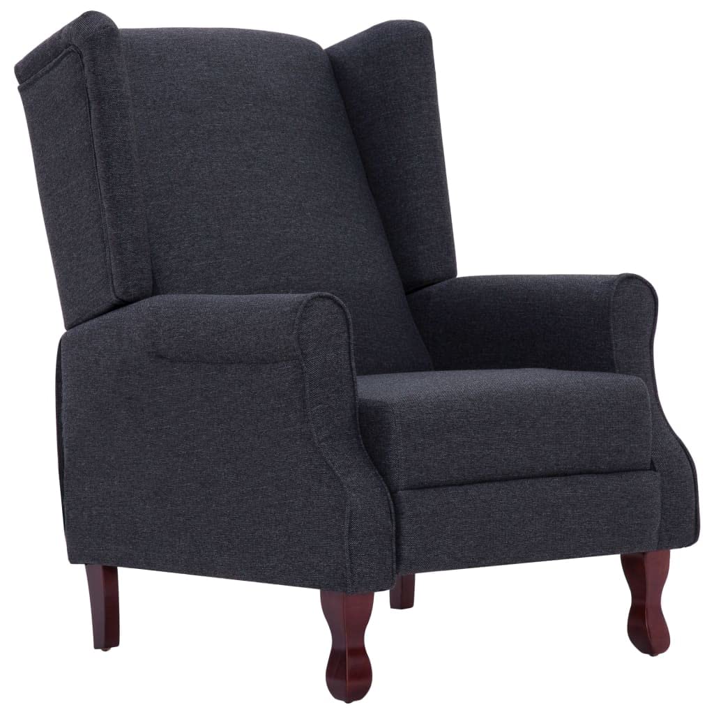 vidaXL Classic Dark Gray Fabric Recliner – Comfortable Adjustable Reclining Chair with Sponge Padding & Wooden Structure for Living Room and Office