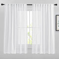 Nicetown White Sheer Linen Curtains Natural Style, Rod Pockets & Back Tab Privacy Semi Sheer Window Treatments Vertical Drapes S