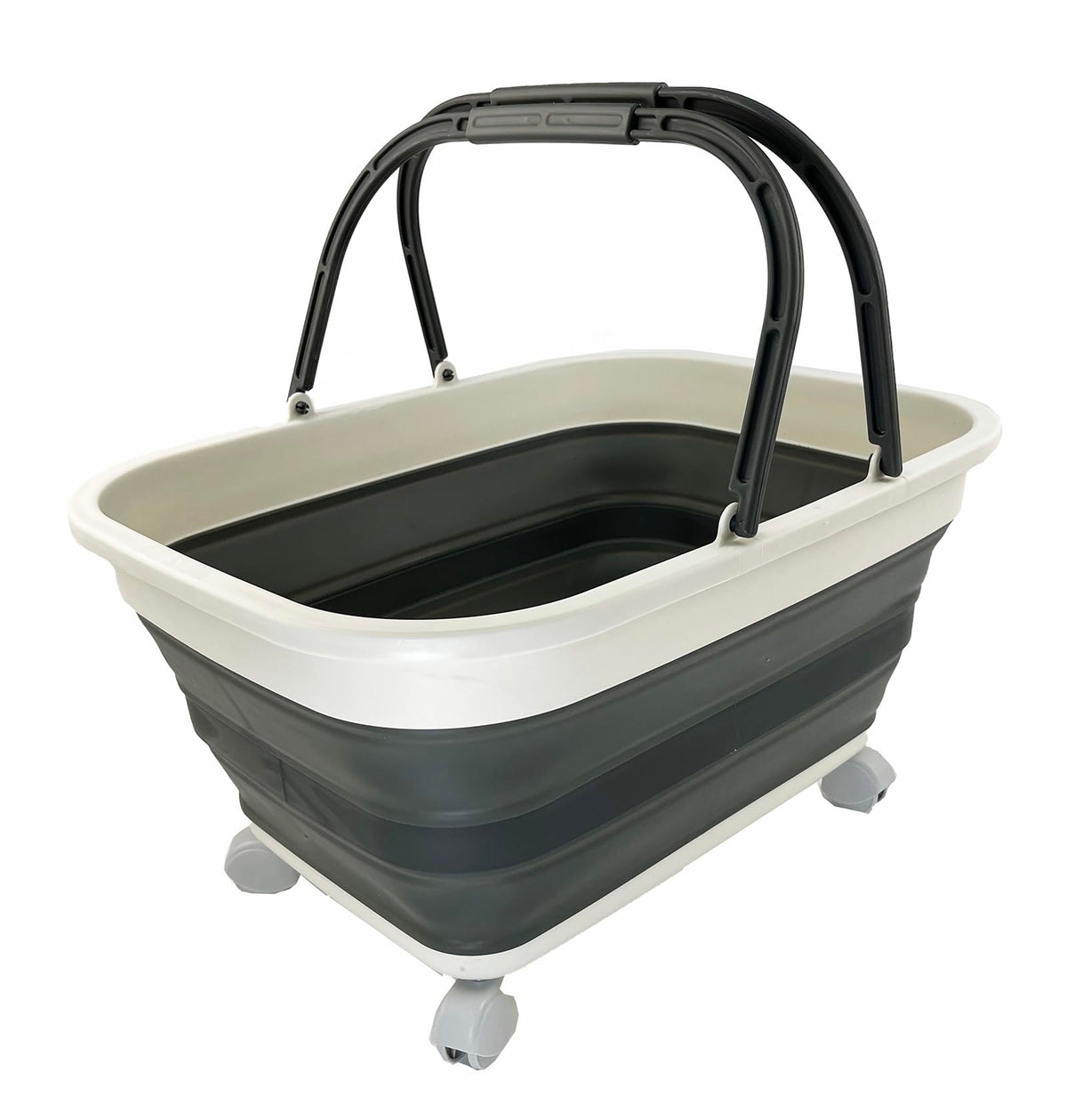 SAMMART 26L (6.8 Gallons) Collapsible Plastic Laundry Basket with Handle & WheelsFoldable Pop Up Storage Container/Basket with 