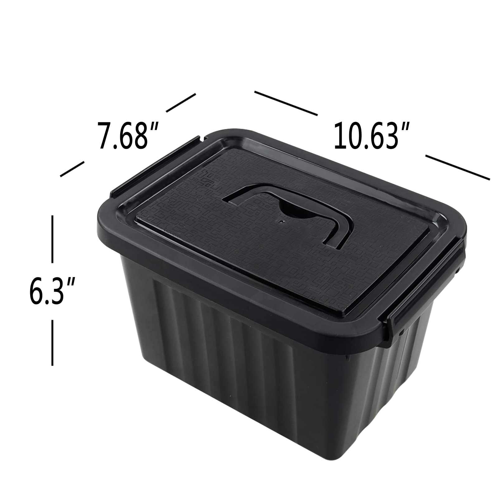 Tyminin Black Plastic Storage Bin Ith Lids And Latch, Small Stackable Organizing Box Containers, 6 Packs