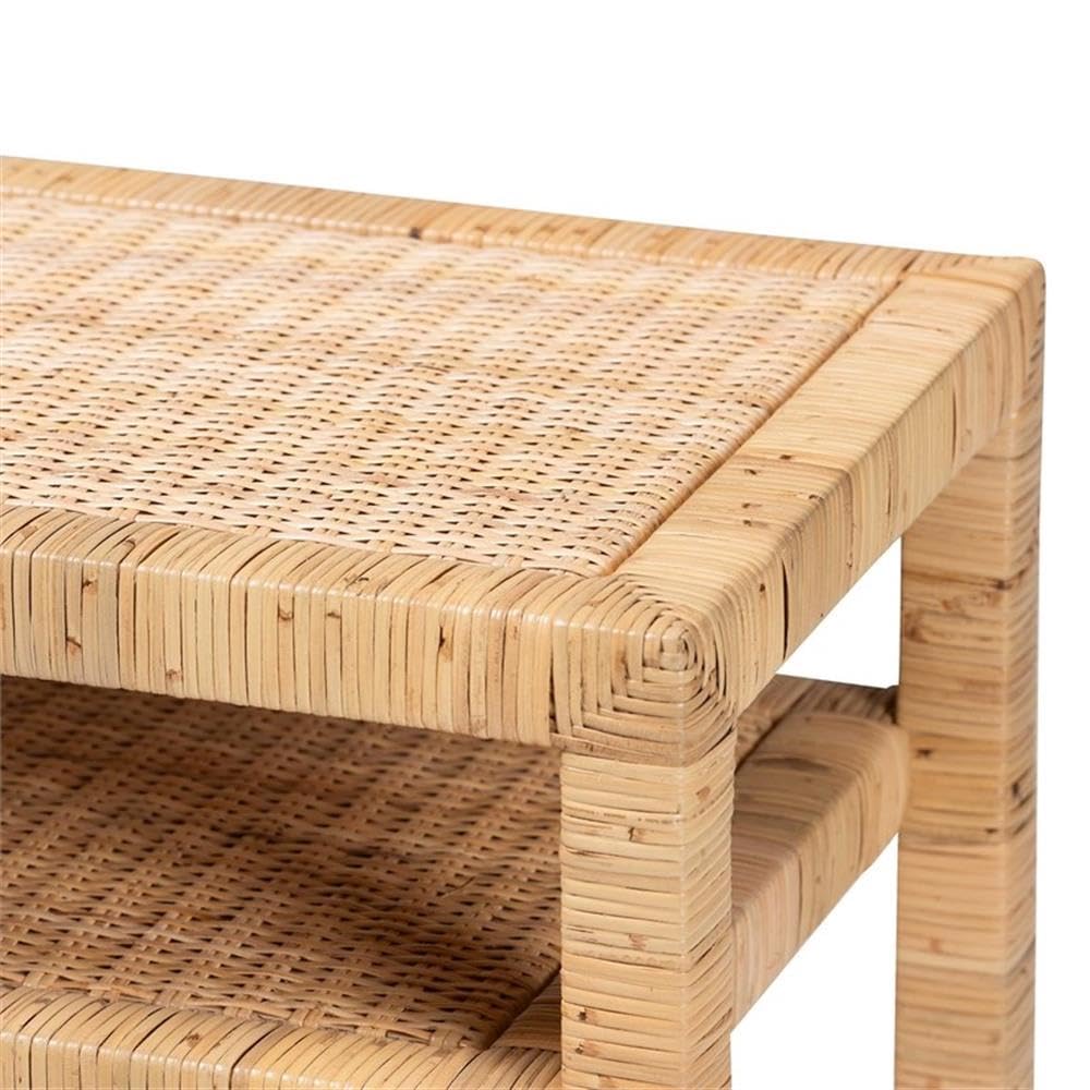 bali & pari Kalimantan Light Honey Rattan and Acacia Wood Console Table
