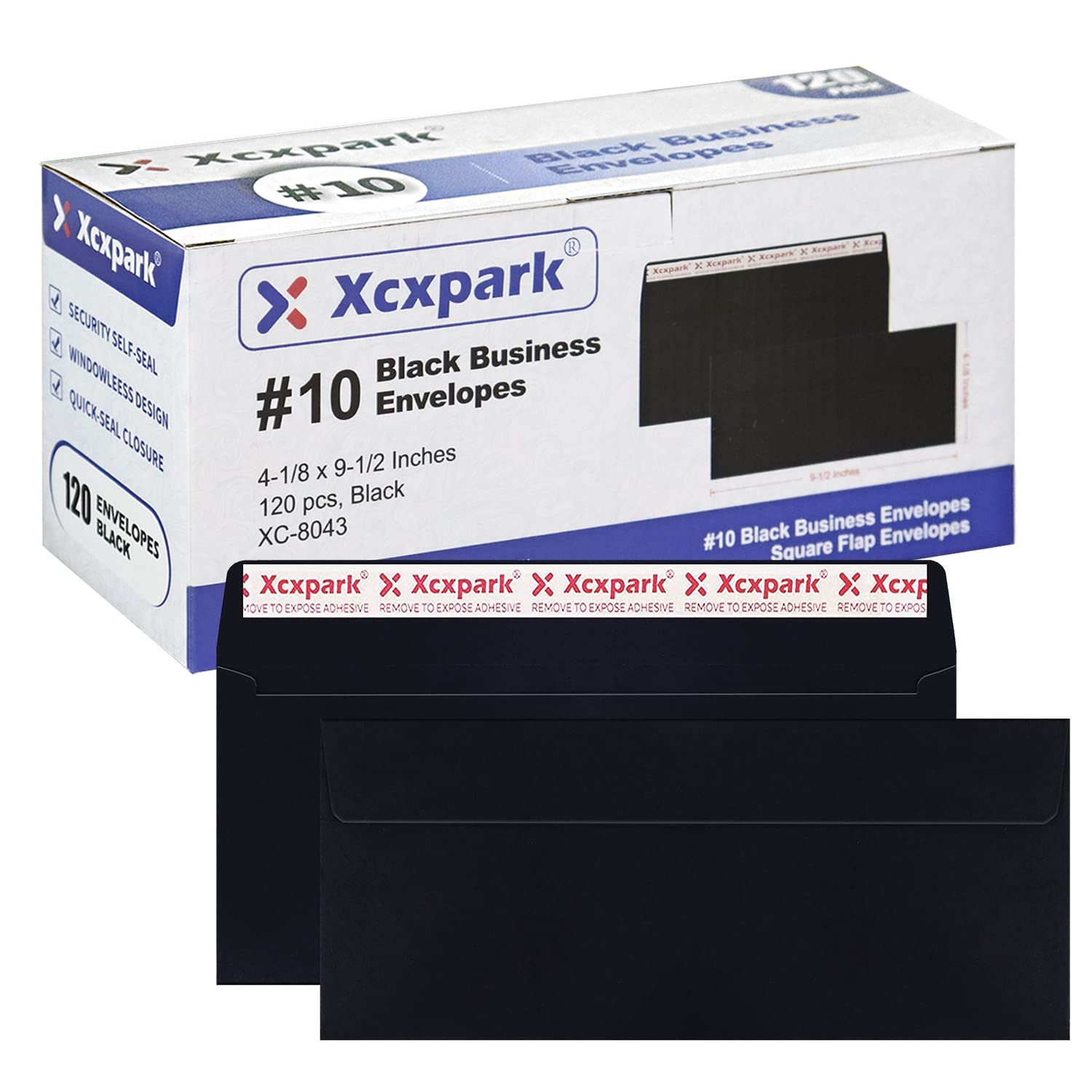 Xxcxpark 120 Pcs #10 Black Self Seal Kraft 4-1/8 X 9-1/2 Inches Security Envelopes, Windowless Invisible Envelopes Super Strong