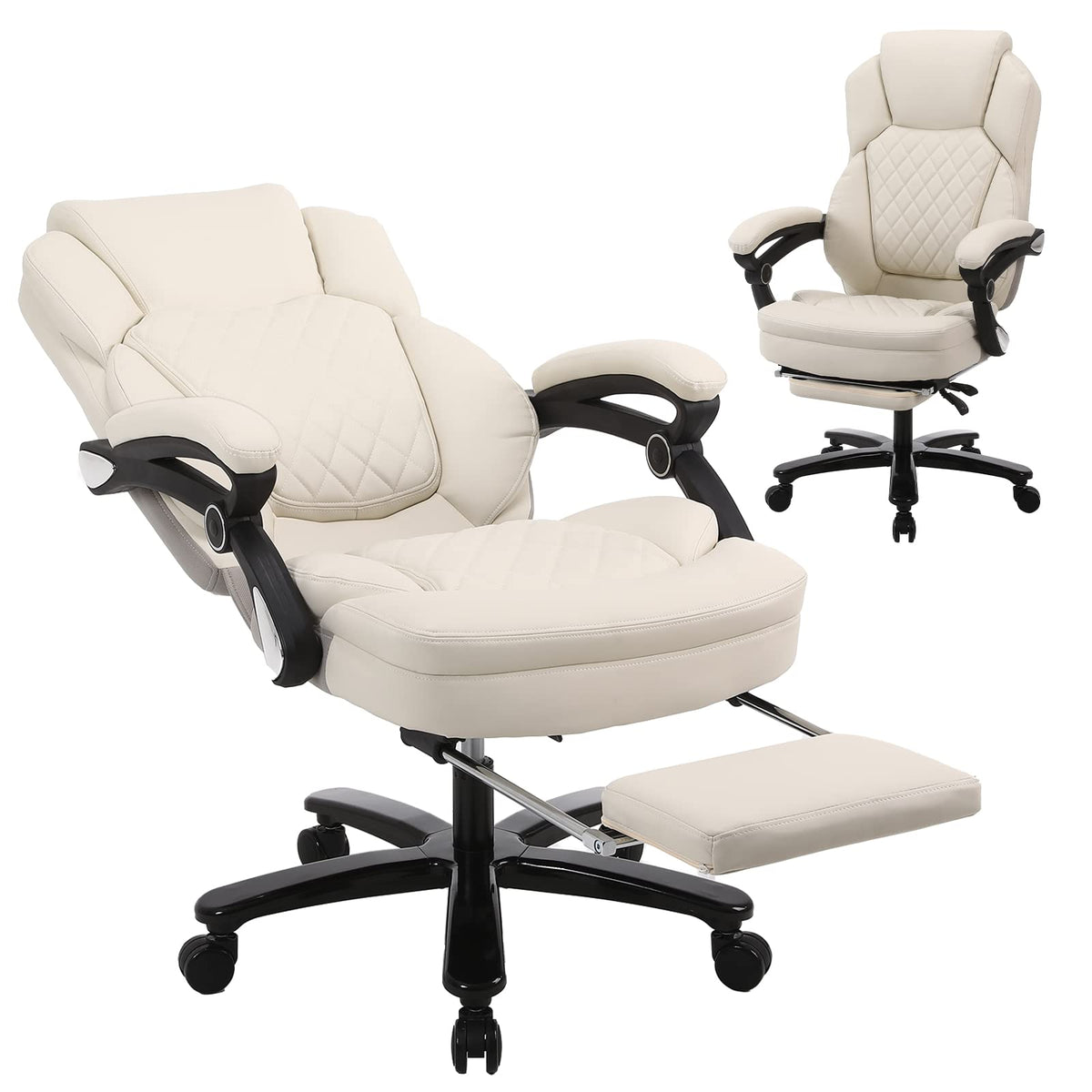 Comermax Big And Tall Home Office Desk Chairs For 400Lb Heavy People, Ergonomic Reclining Office Chair With Footrest And Wide Se
