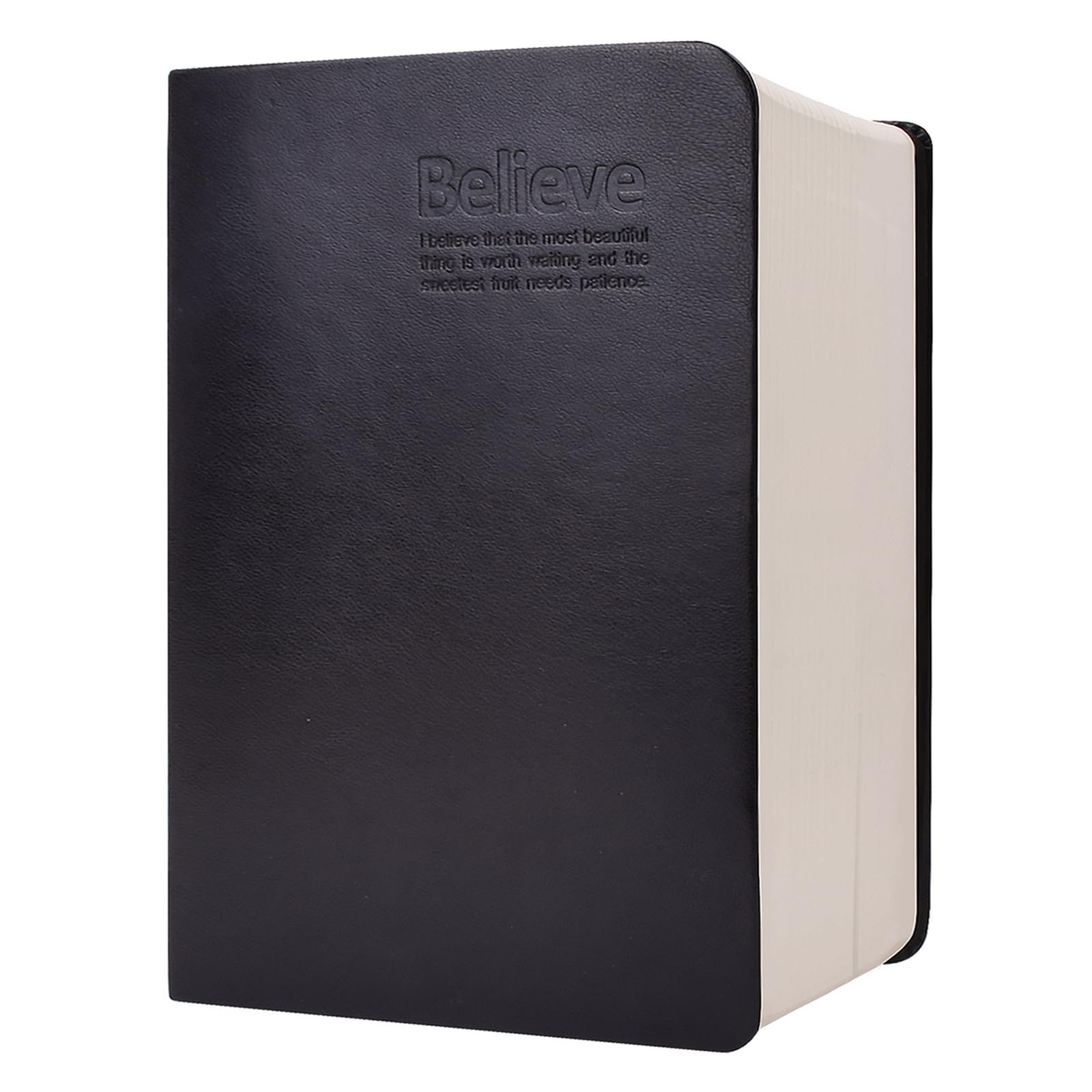 Sayeec Thick Leather Writing Journal 720 Pages Lined Paper B6 Hardcover Notebook College Ruled Black Soft Cover Vintage Believe