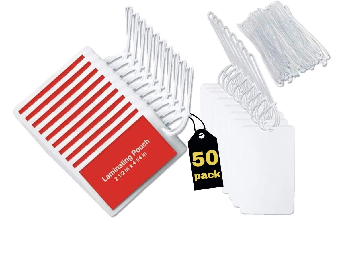 1Intheoffice Laminating Luggage Tags With Loops, Laminating Pouches 5 Mil, Luggage Tag Pouches, 2 1/2 ' X 4 1/4 ', 50 Pack