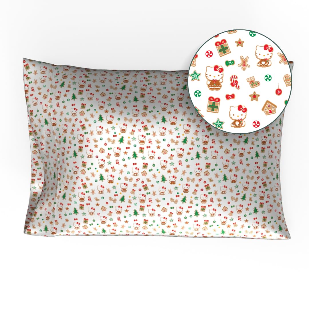Collectibles Hello Kitty Santa Holiday Christmas Beauty Silky Satin Standard Pillowcase Cover 20X30 For Hair And Skin, (Official