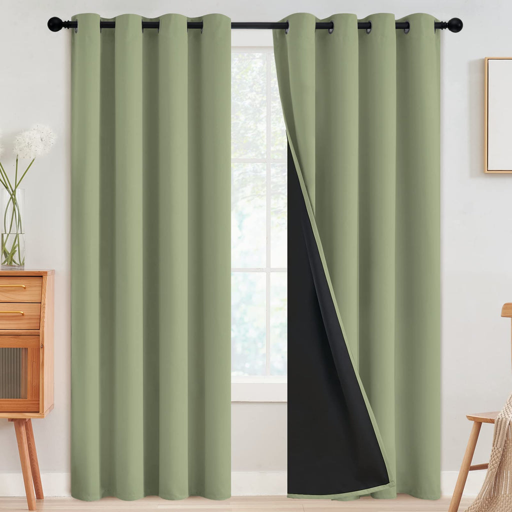 Simplehome 100% Blackout Curtains For Bedroom,Thermal Insulated Grommet Window Drapes Room Darkening Sage Curtains For Living Ro