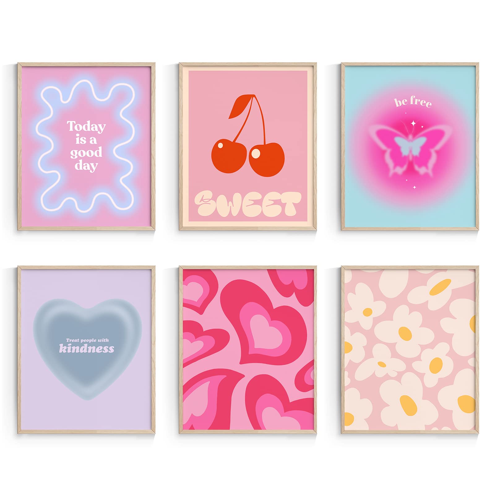 Habseligkeit Pink Gradient Aura Posters for Room Decor Aesthetic, Danish Pastel Cute Room Decor, Cozy Wall Art Prints for Girs D