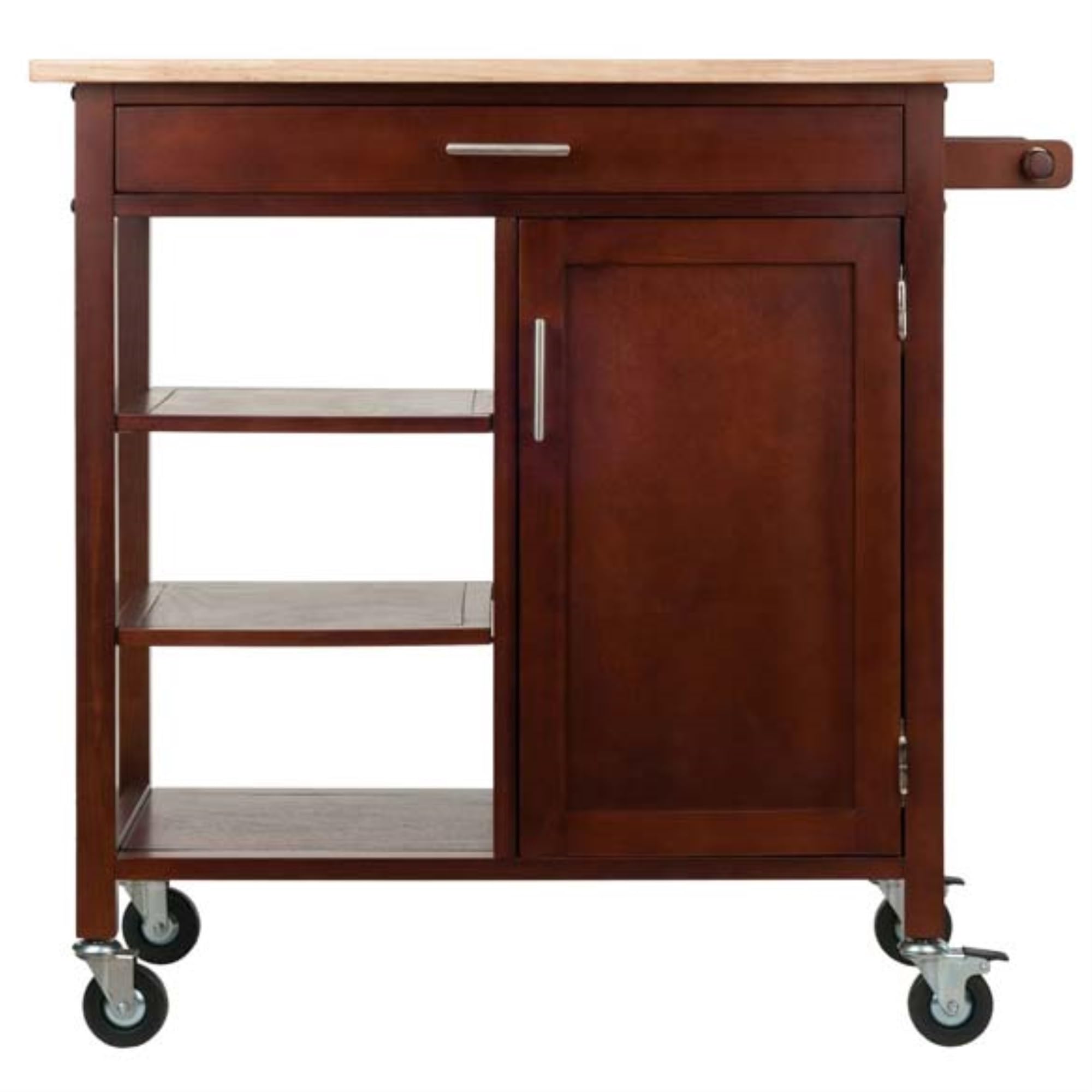 Ergode Julia Kitchen Cart - Sleek & Modern Design, Granite Top, Metal Basket, Removable Tray, Casters, Ample Storage, Black Finish. Dimensions: 22.6' W x 16' D x 34.1' H. (94543-VV)