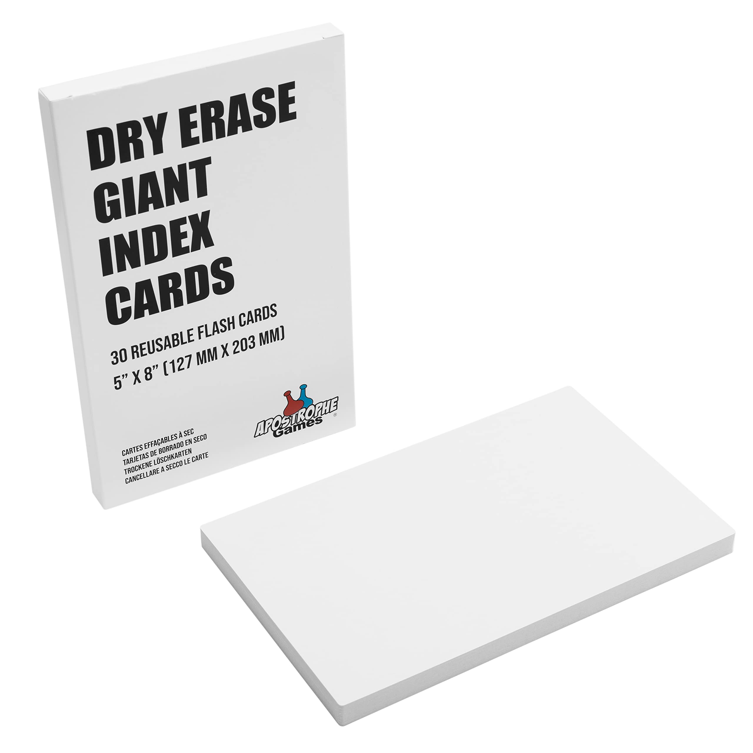 Large Dry Erase Index Cards - 30Pcs Laminated 5X8' Cards Blank W/Tuck Box - Reusable Dry Erase Note Cards For School, Work, Hou