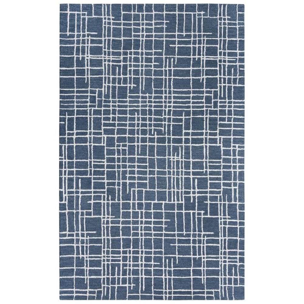 Classic 5' X 7'6&quot; Geometric Blue/Blue Hand Tufted Area Rug