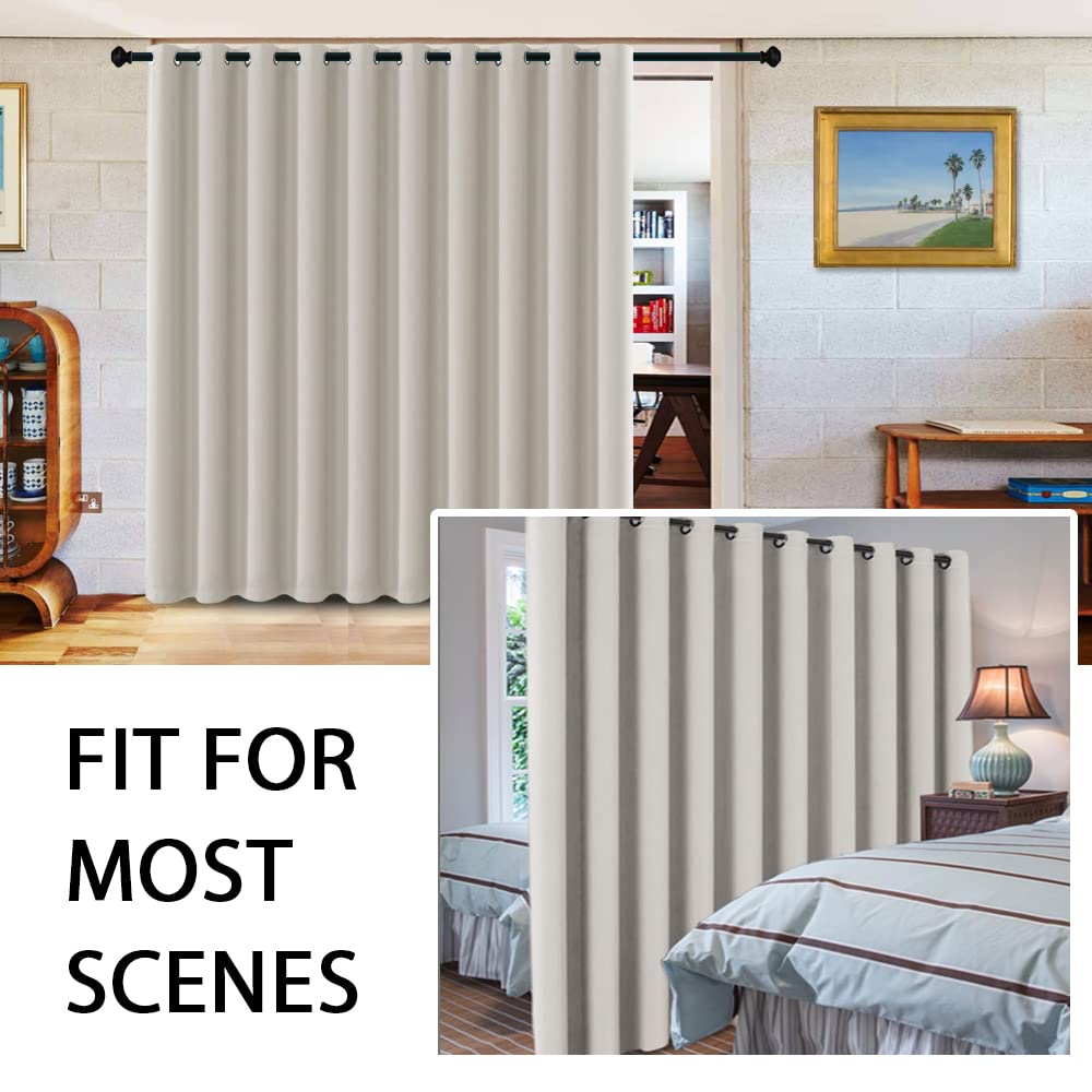 H.Versailtex Blackout Curtains For Sliding Glass Door Room Divider Curtains Noise Reduce Curtain Panel Portable Window Screen Sl