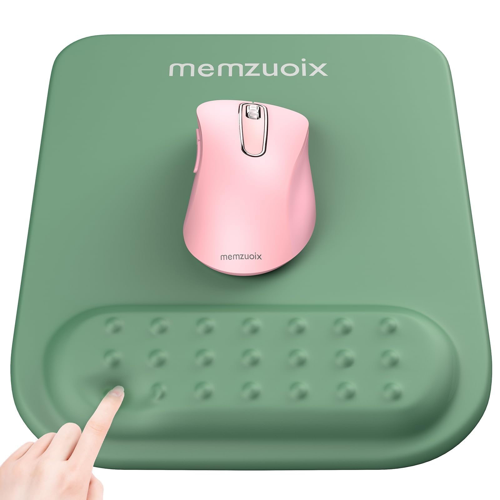 Memzuoix Cyan Ergonomic Mouse Pad With Wrist Rest Support,Premium Memory Foam Cushioning For Pain Relief, Non-Slip Pu Base For S