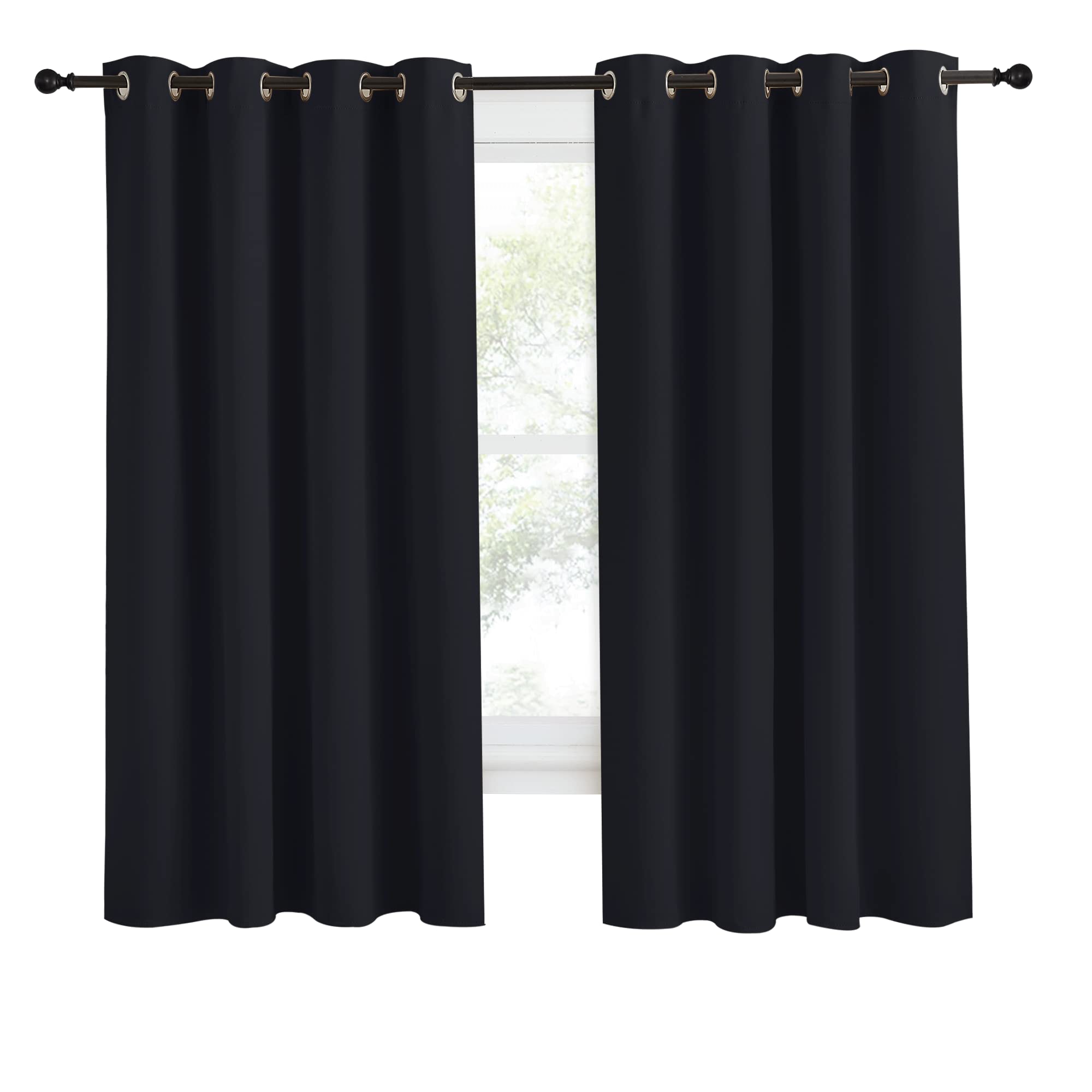 Nicetown Halloween Black Blackout Curtain 68 Inch Length, W55 X L68 Inch, 8 Grommets Top, 1 Piece, Thermal Insulated Modern Wind