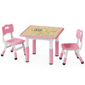 Brelley Kids Table and 2 Chairs Set, Height Adjustable Toddler Desk and Chair Set, Graffiti Desktop, Classroom/Daycare/Home, Chi