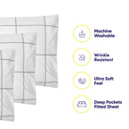 Cal King Size Bed Sheets - 6 Piece 1500 Supreme Collection Fine Brushed Microfiber Deep Pocket California King Sheet Set Bedding - 2 Extra Pillow Cases, Great Value, California King, Window Pane White